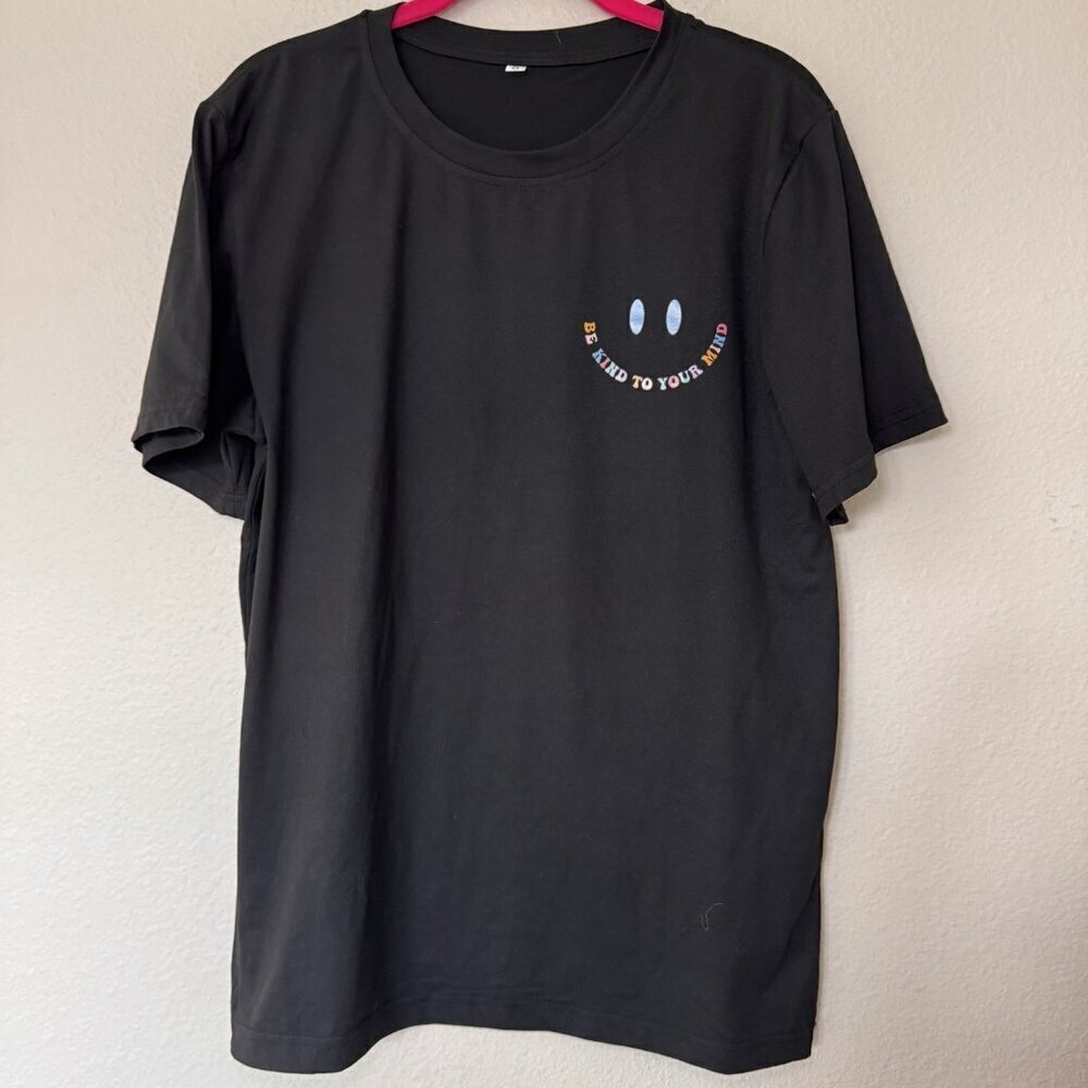 Womens Be Kind Black Multi Color Short Sleeve T Shirt Size Small